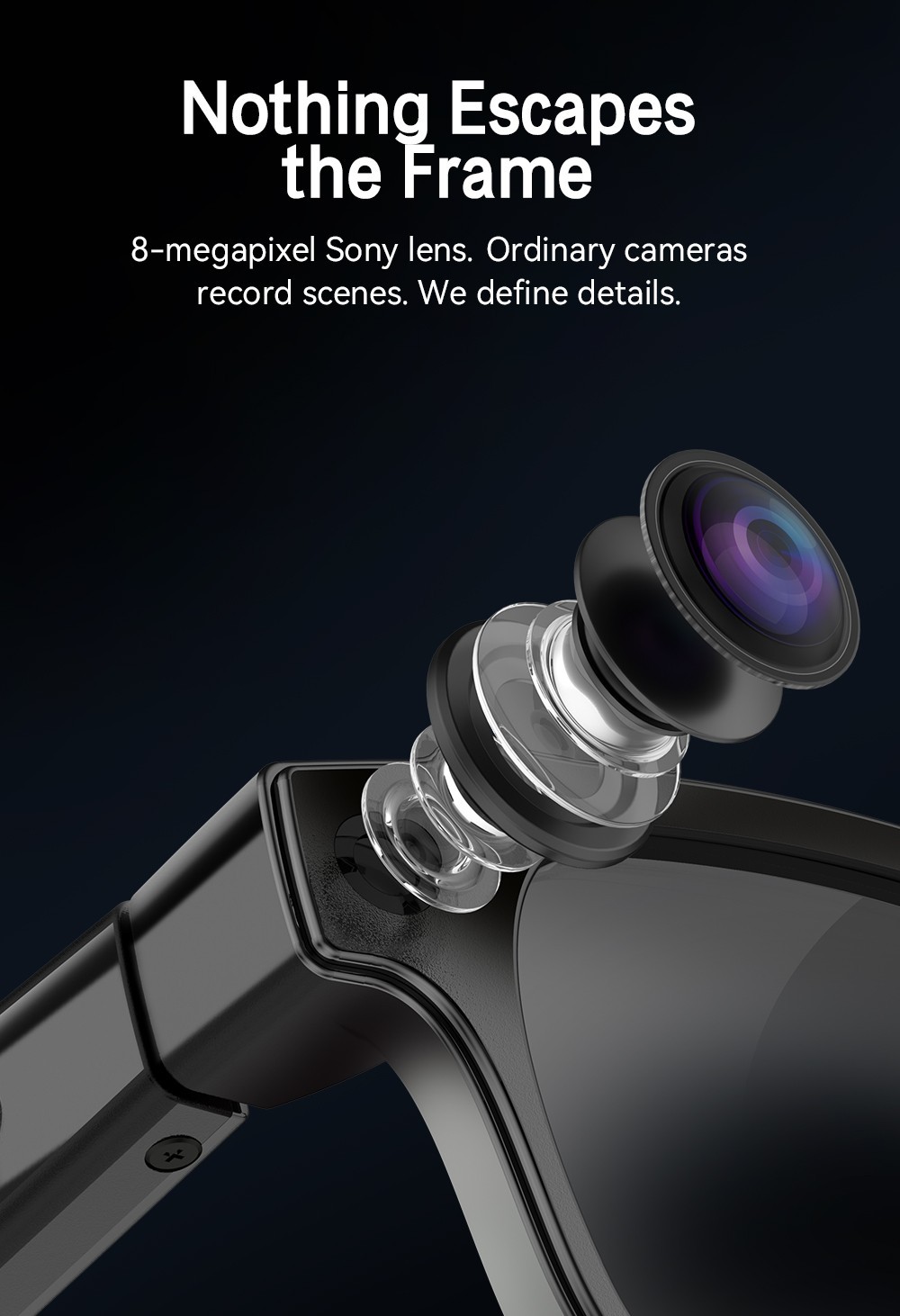 AI Smart Glasses 8MP Camera 4k HD Video Real-Time Translation Image Recognition