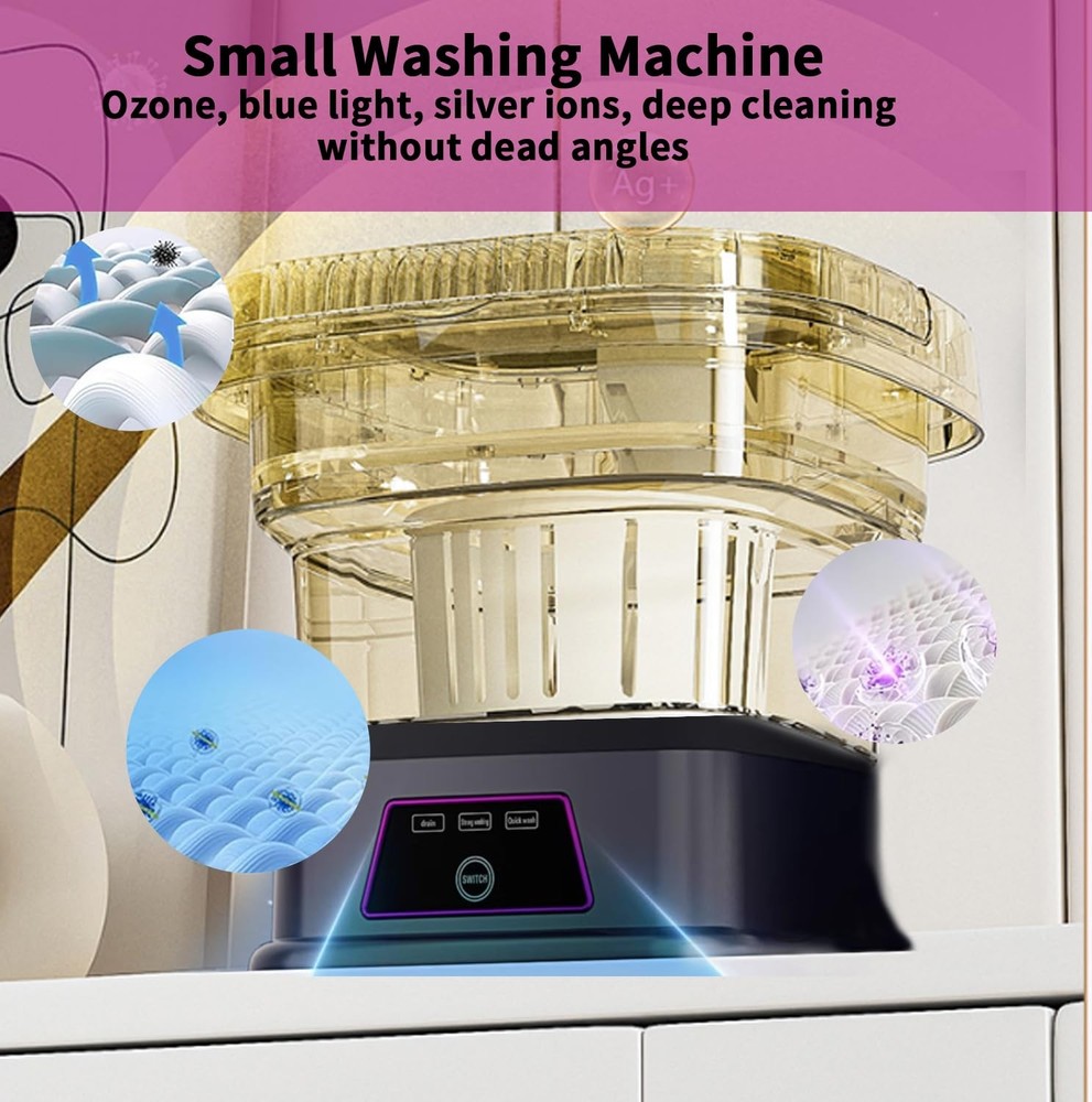 Mini Portable Washing Machine 16L, Foldable Mini Washer with Spin Dryer Baske...