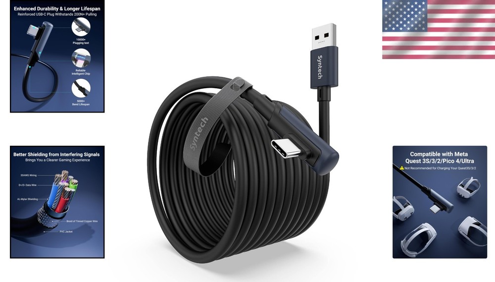 20 FT USB 3.0 Link Cable for Oculus Meta Quest & Pico - High-Speed Data Transfer