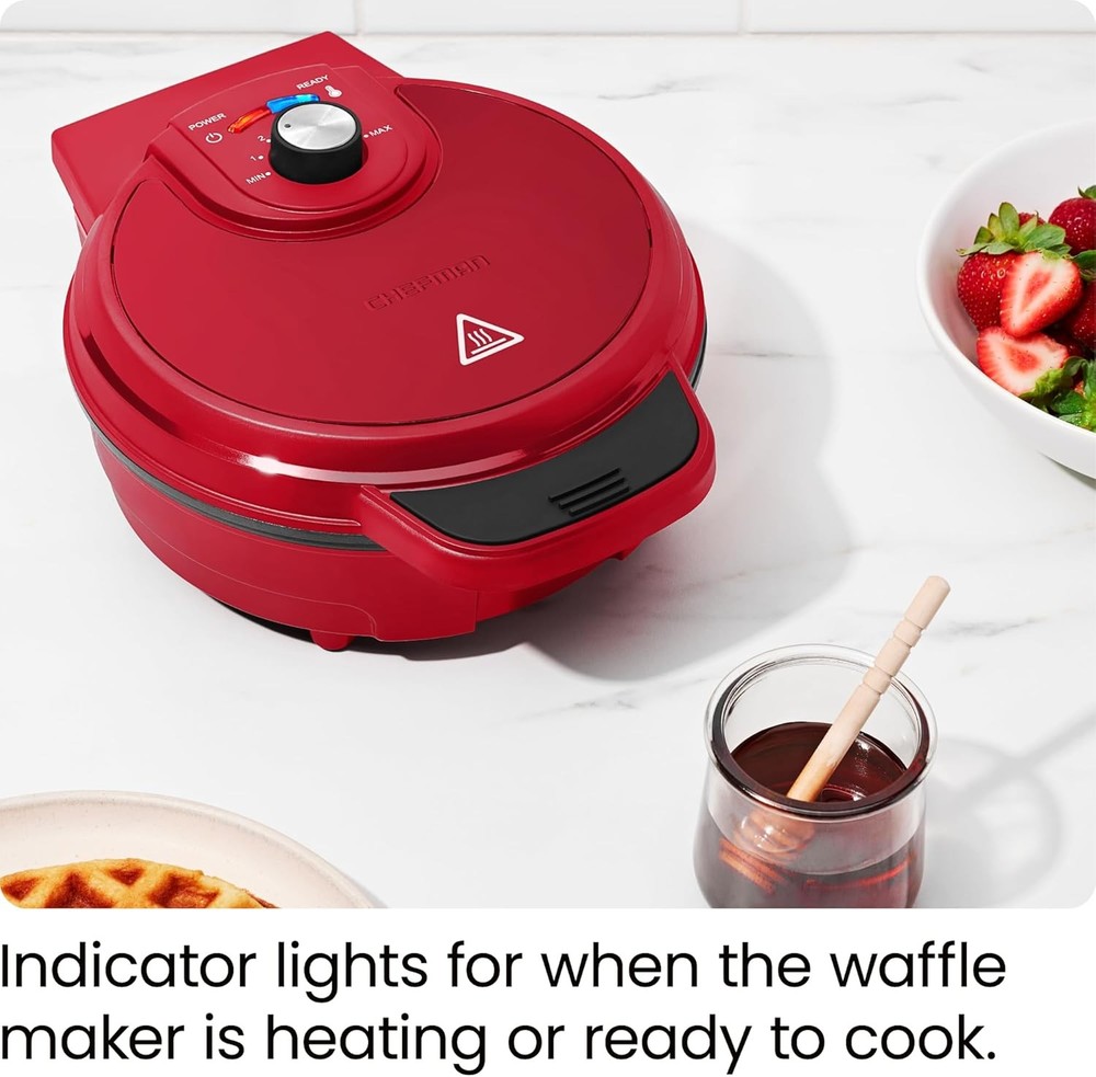 Anti-Overflow Belgian Waffle Maker w/Shade Selector Temperature Control Mess