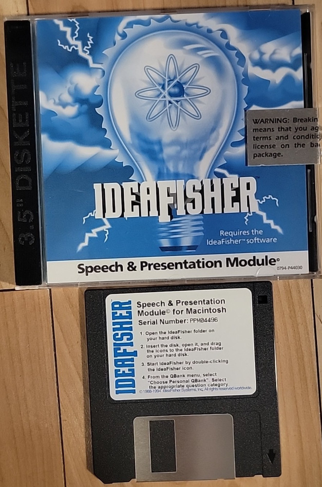 IdeaFisher Macintosh Software Apple 1994 Generate Ideas & Solving 3.5" - READ