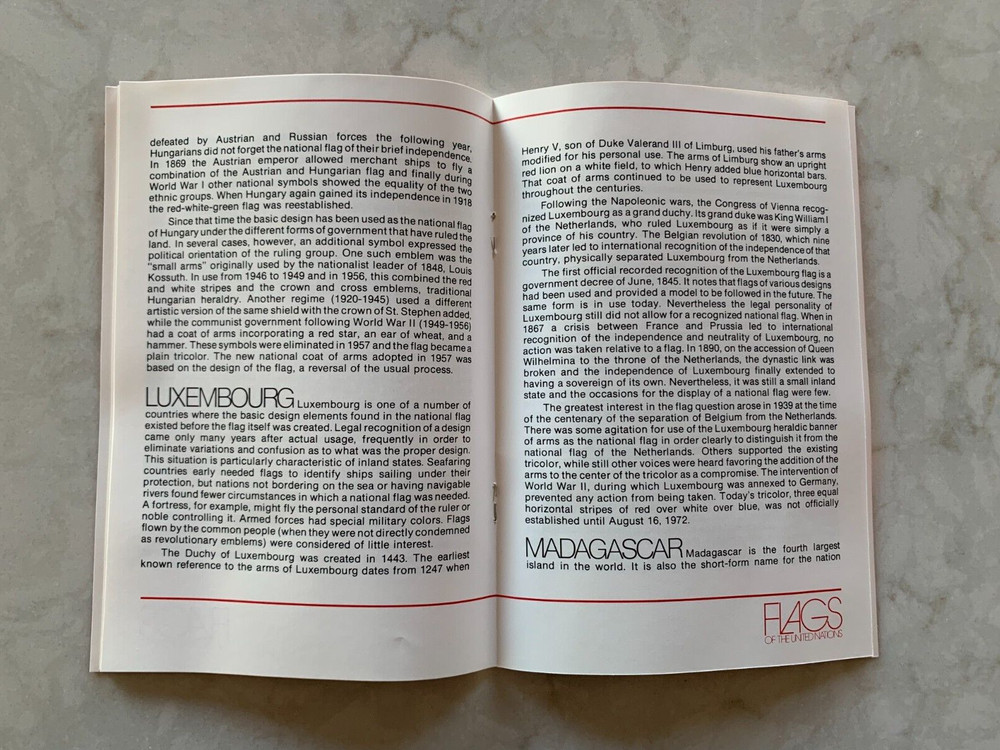 Flags of the United Nations booklet (no stamps), 1980, by Fleetwood