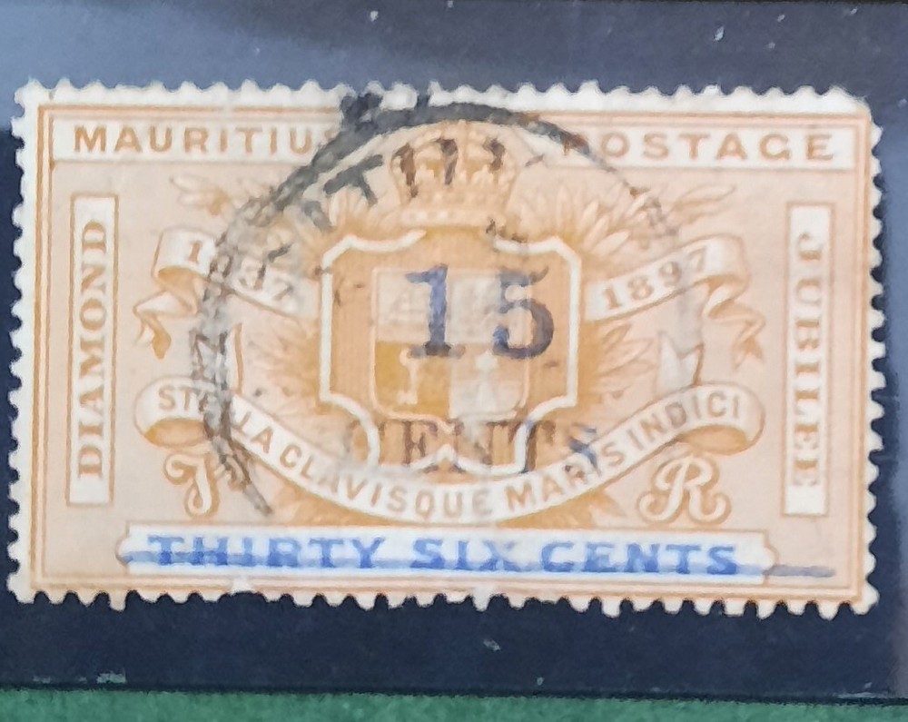 Mauritius 15/36c surcharged stamp
