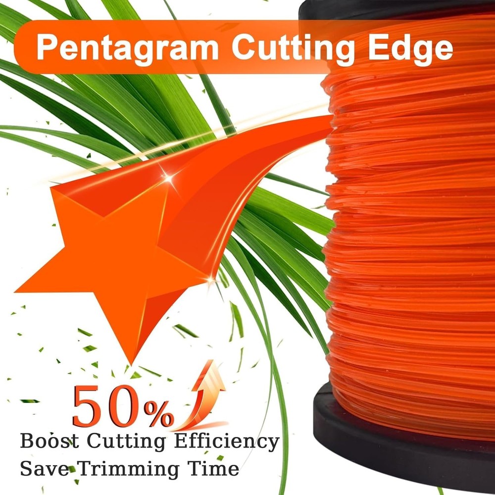 String Trimmer Line, Commercial Grade Orange Pentagon Weed Eater String, Nyl...