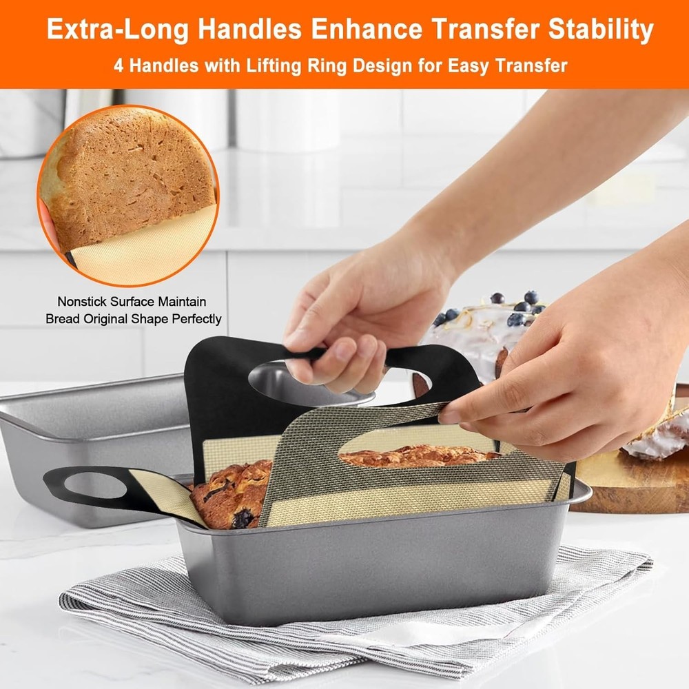 Food-Grade Silicone Bread Liners for Easy Baking & Dough Transfer - 2 Pack