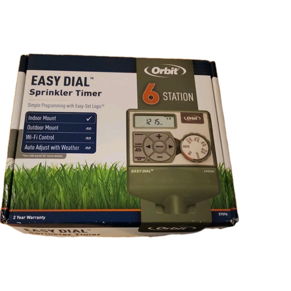 Orbit Easy Dial 6 Station Sprinkler Timer 57596 w/Easy-Set Logic Programming