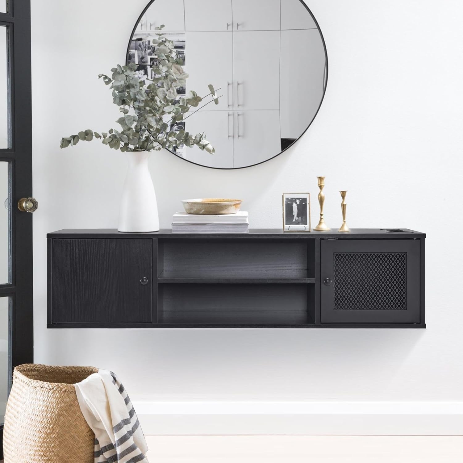 Wall Mount Barber Station for Hair Stylist Salon Stations with 3 Metal Holder