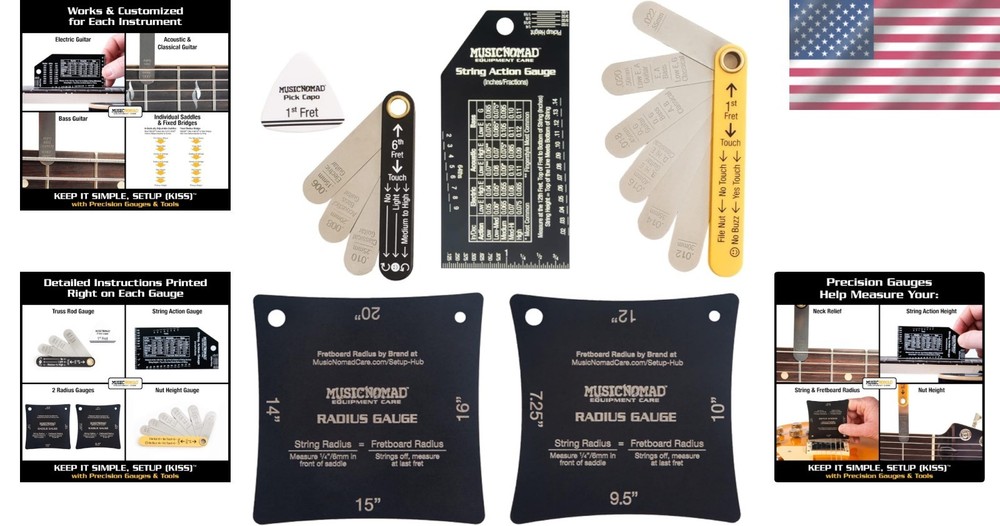 Ultimate 6 Piece Guitar Setup Tool Set with Accurate Gauges & Easy Instructions
