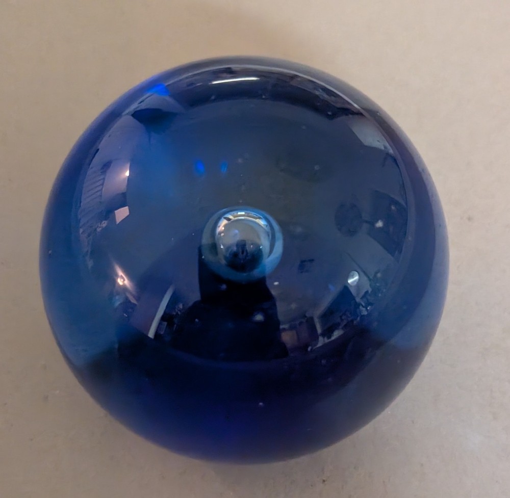 Blue Glass Ball, Believed to Have Magic Powers, Excellent Condition, Flat Bottom