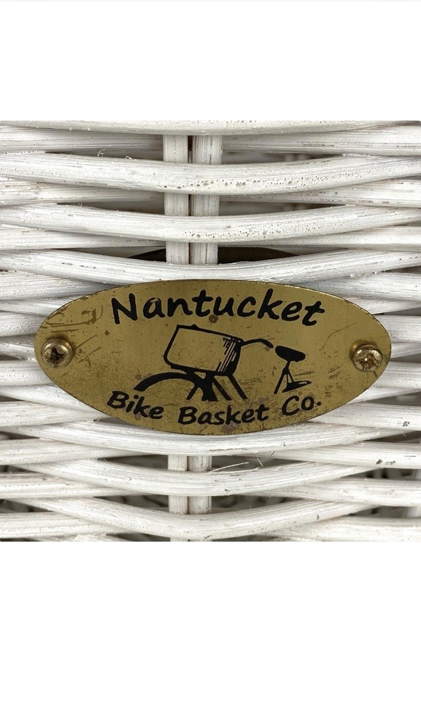 Nantucket White Wicker Bicycle Basket