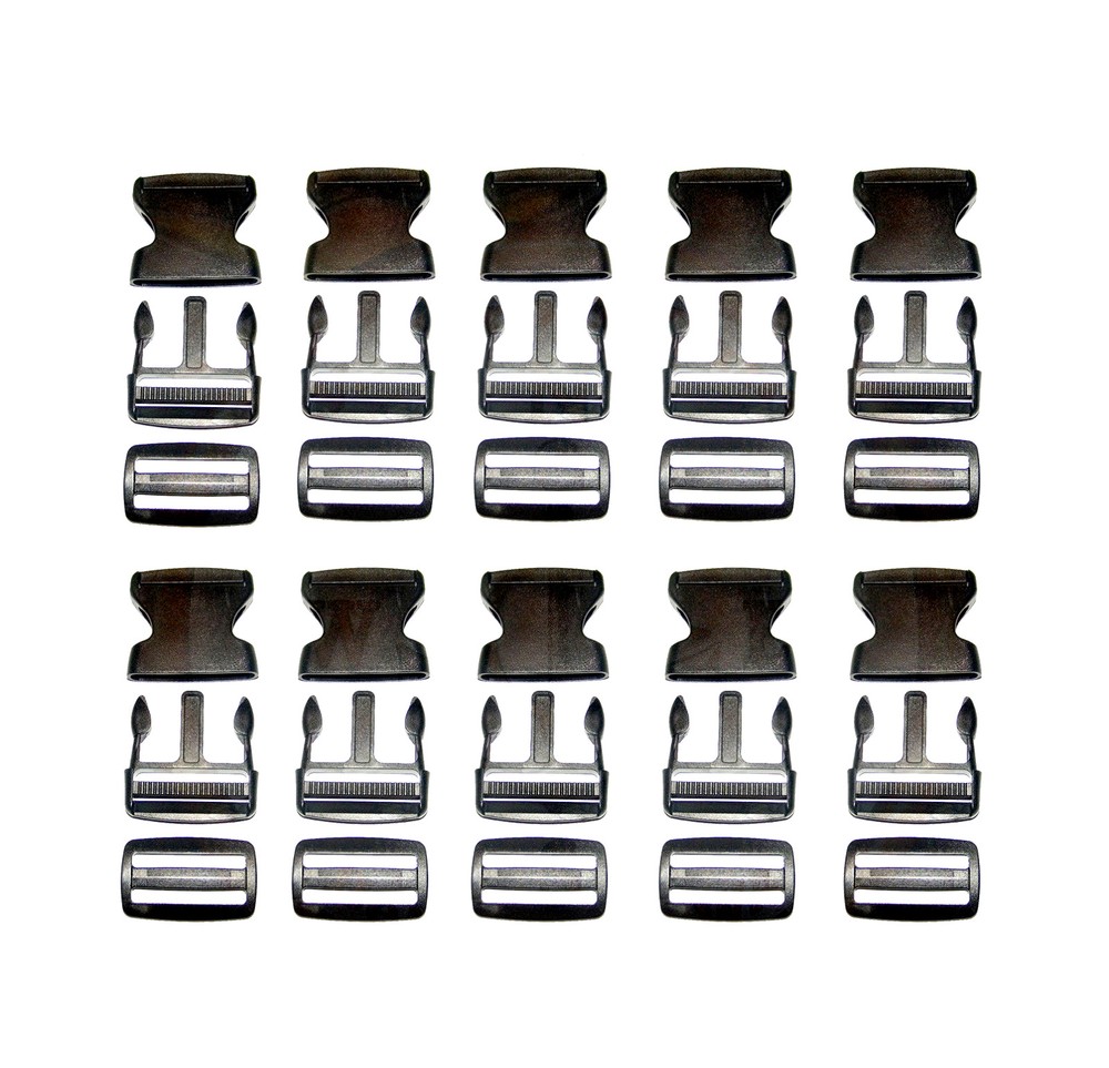 Quick Release Buckle, w/ Triglide for 2" Inch Webbing, Acetal Plastic, 10 Pc.