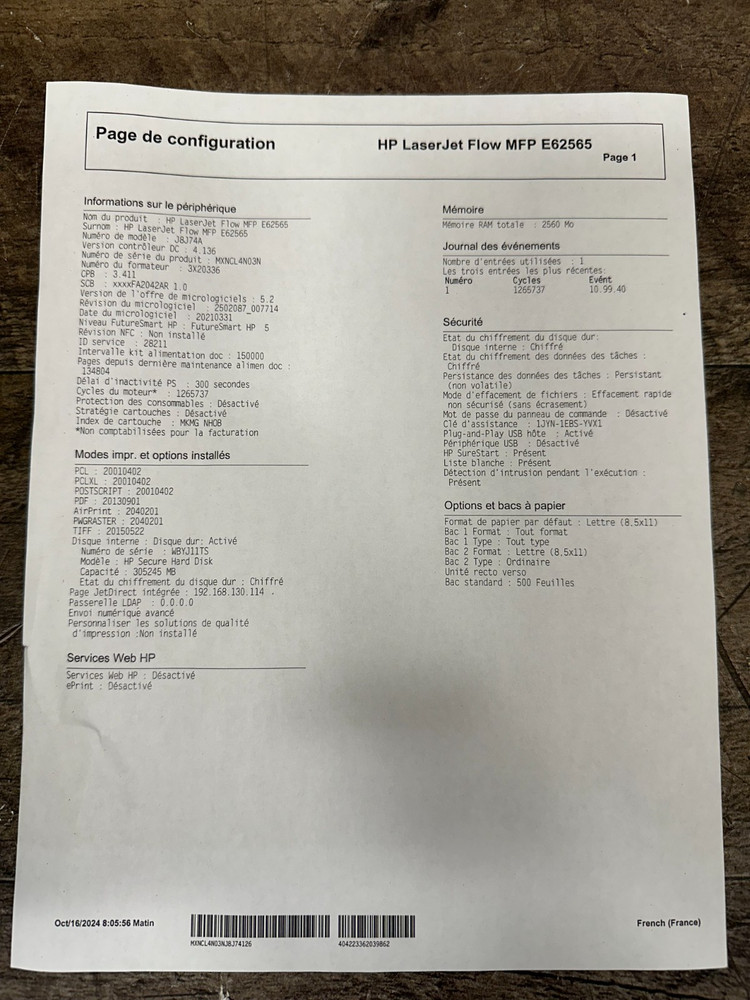 HP Laserjet Managed Flow MFP E62565 Printer