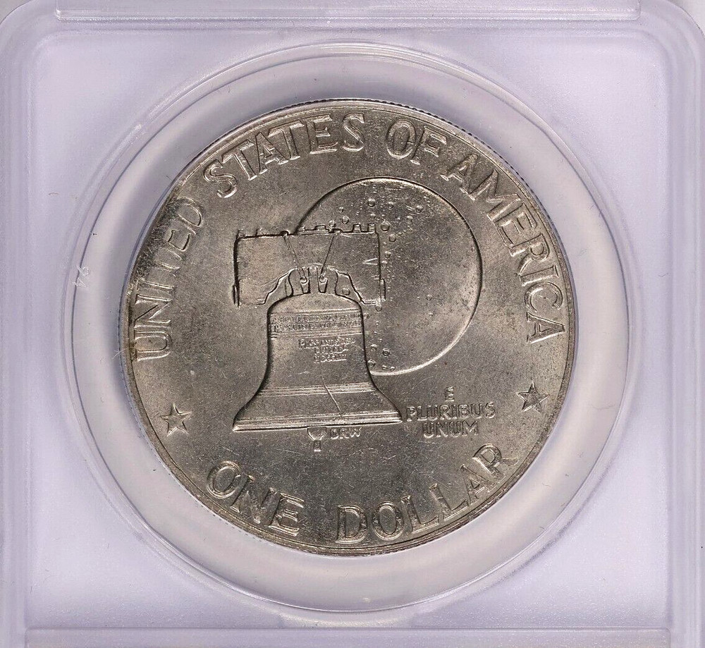 1976-D Eisenhower Ike Dollar ANACS MS-64 Type 2 Curved Clip Mint Error