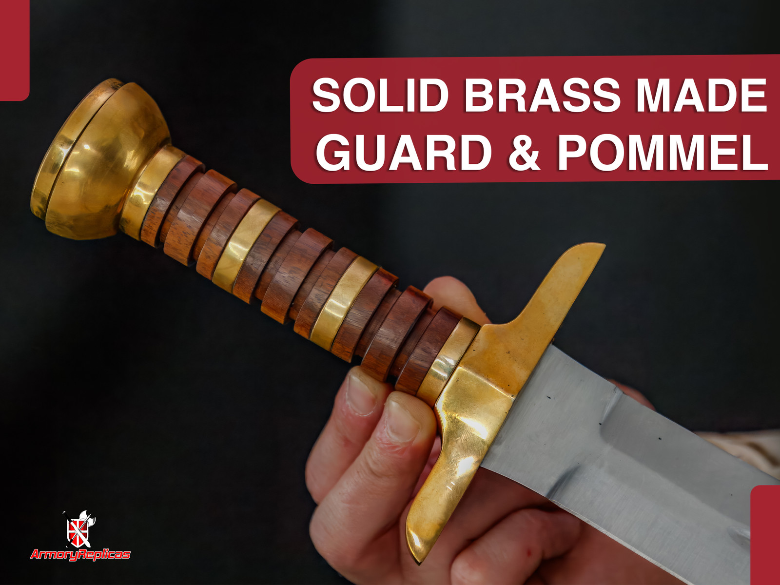 Handcrafted Battle Ready Short Sword Stainless Steel Blade Brass Guard & Sheath