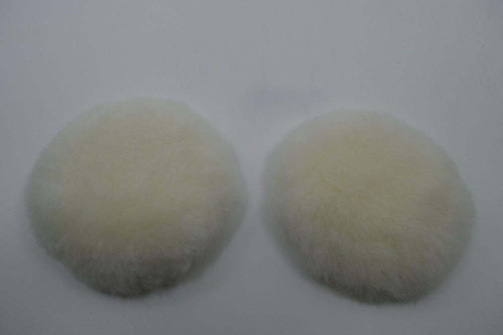 3" Hook& Loop WHITE 100% WOOL Mini Buffing Pad for HEAVY CUTTING - 2 pack