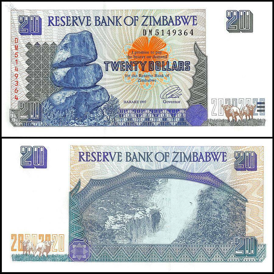 Zimbabwe 20 Dollars, 1997, P-7, UNC X 10 PCS