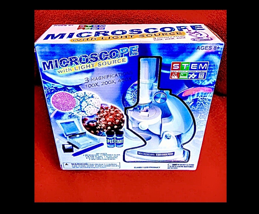 Stem Microscope With Light Source set 100X,200X,450X magnification & accessories