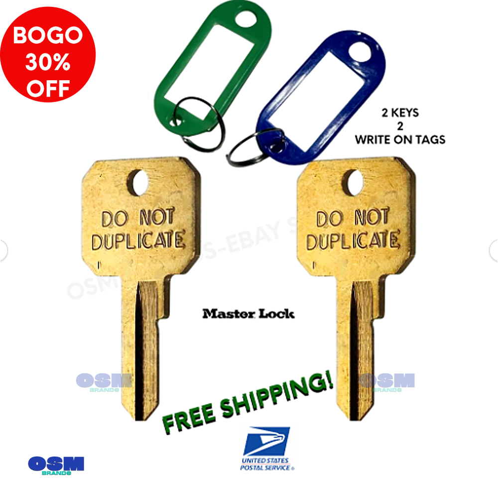 2 PACK Master Lock M1 Blank Brass Do Not Duplicate DND Padlock Key Blank BONUS!