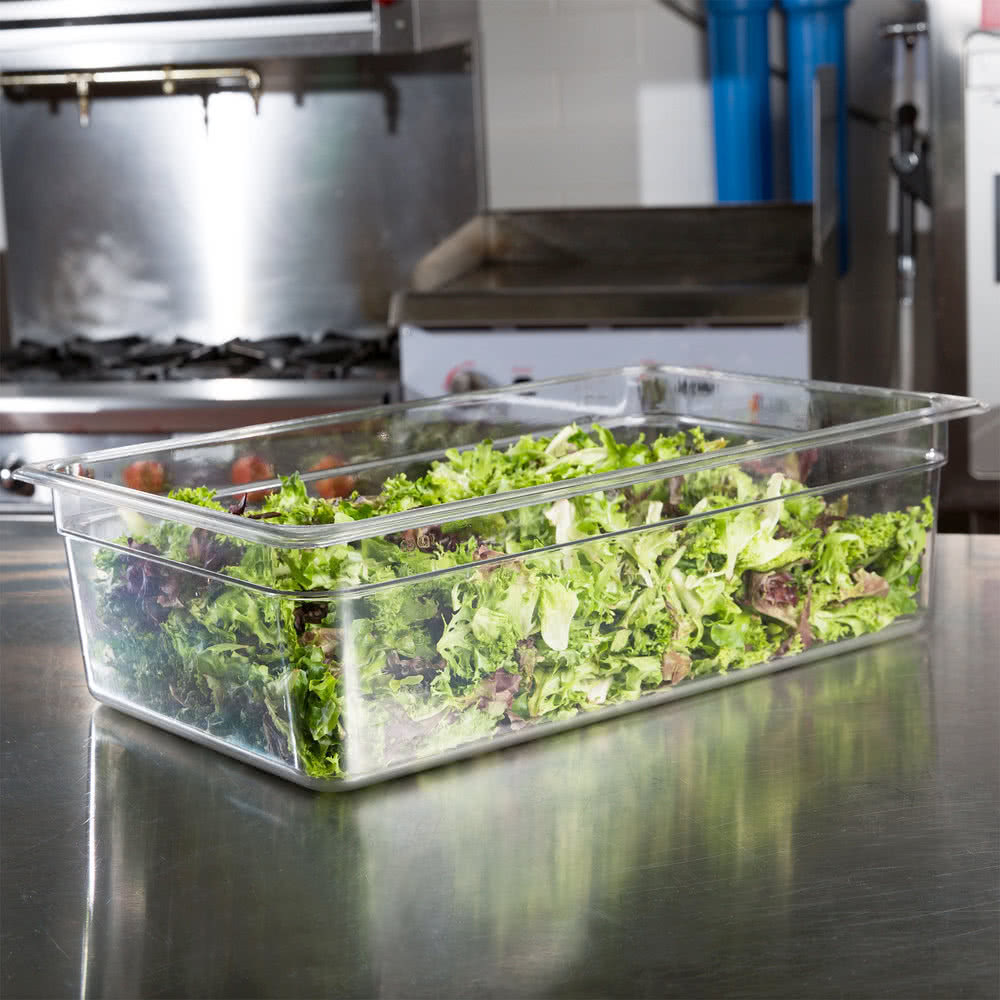 Full Size 6" Deep Clear Plastic Polycarbonate Prep Table Hotel Buffet Food Pan