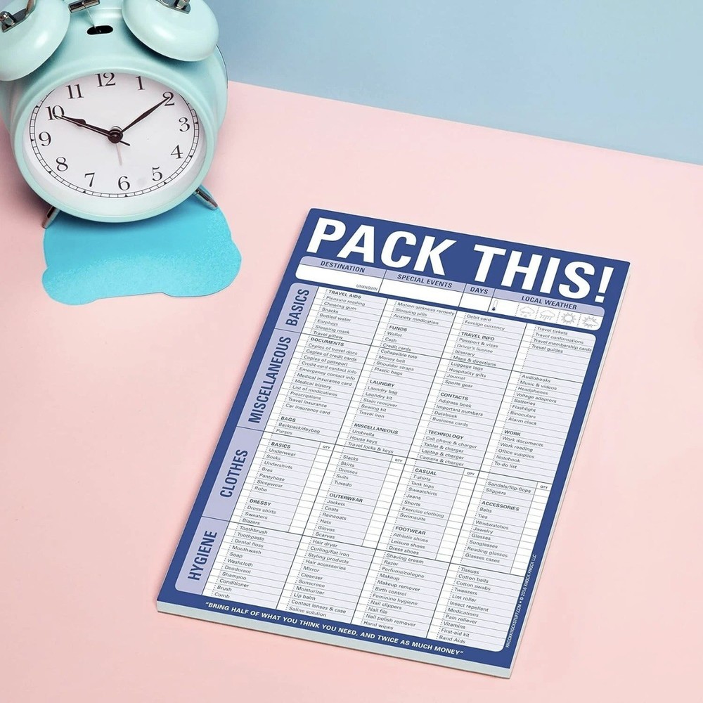 Knock Knock PACK THIS! NEW Pad - 60 Sheets Packing List ~ Notepad 6" x 9" 12031