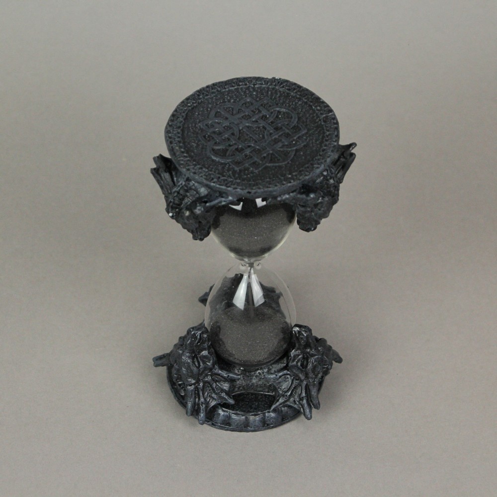 Stone Finish Gothic Medieval Dragon Head Black Sand Timer