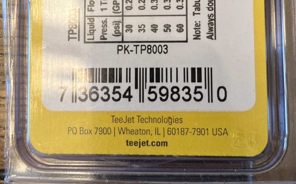 TeeJet TP8003 Flat Spray Tips 80° Brass – 4 Pack – New Sealed