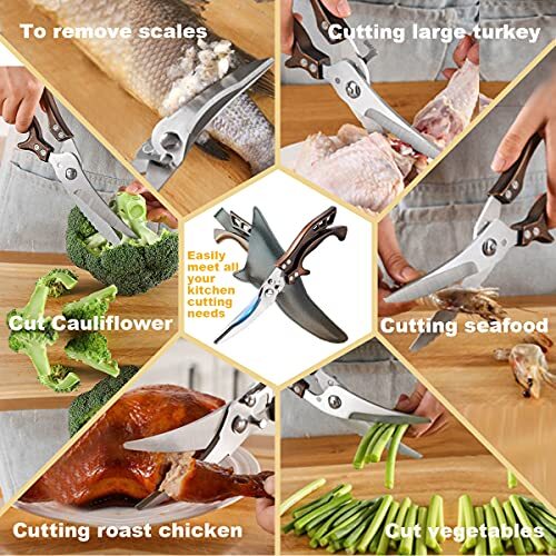 Kitchen Scissors,Kitchen Shears Heavy Duty Poultry Shears with Leather Sheath