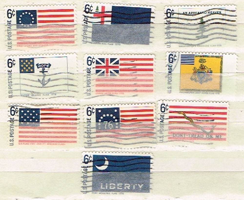 10 Assorted  Flags Cancelled US Postage sTamps (12-916)