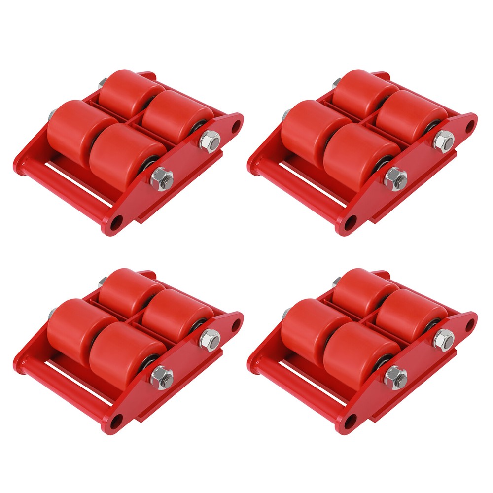 4pack 6T 4 Rollers Machine Dolly Skate Machinery Mover Cap 360 Rotation w/Handle