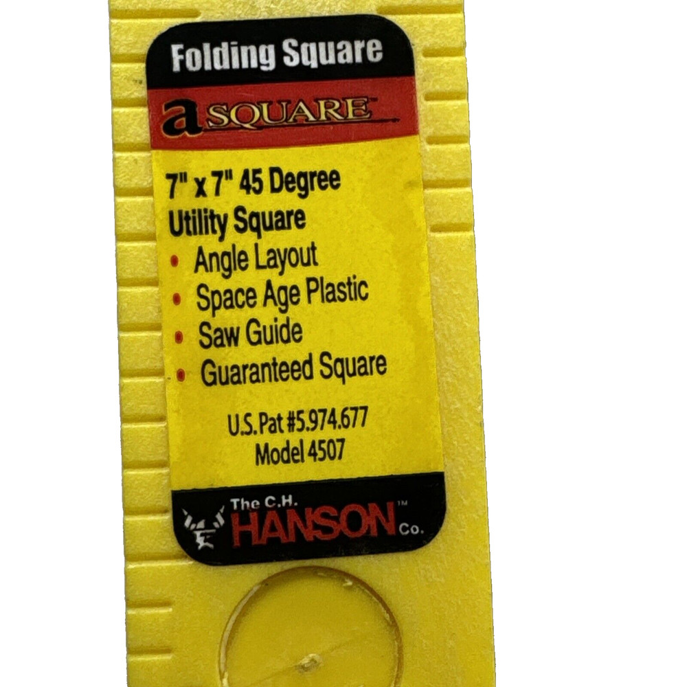 NEW 2x Folding Utility Square Yellow Carpenter Tool Plastic 7" Hanson Angle