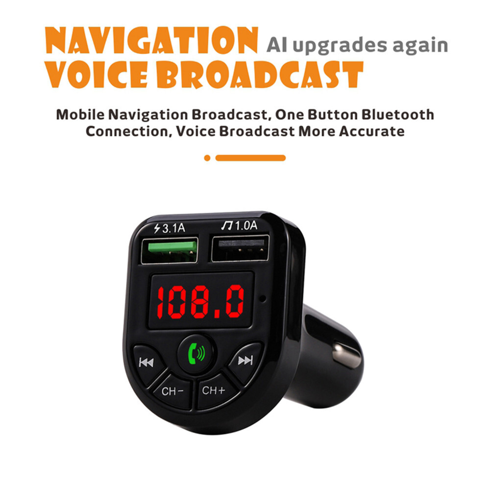 LED FM Transmitter BT-Compatible 5.0 Car kit Dual USB Charger MP3 Music Player
