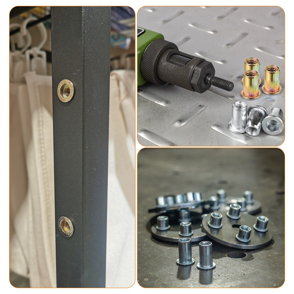 200Pcs Rivet Nut Flat Head, M4 Carbon Steel Thread