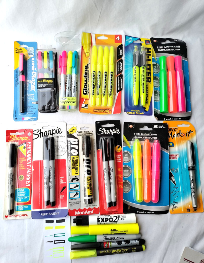 Vintage Sharpie Permanent Markers Assorted Colors, Various Points, 31 Count Rare