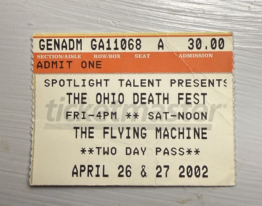 ANOXIA/BEHEADED OHIO DEATH FEST RARE CONCERT TICKET STUB LORAIN, OH 4/26-27/2002