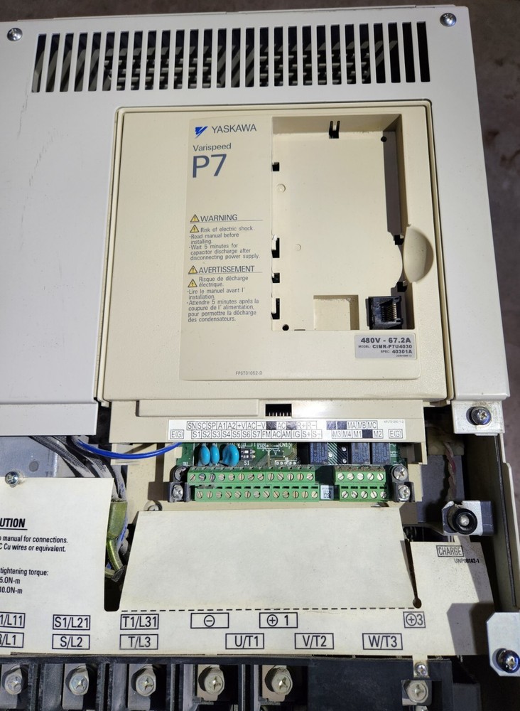 YASKAWA ELECTRIC CIMR-P7U4030 50HP VARIABLE FREQUENCY DRIVE.