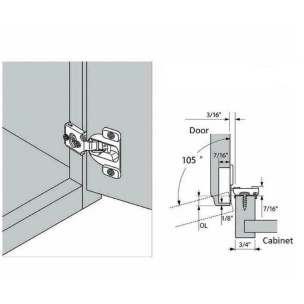 10 PCS 1-1/4" Overlay Soft Close Face Frame 105° Compact Cabinet Hinge Handware