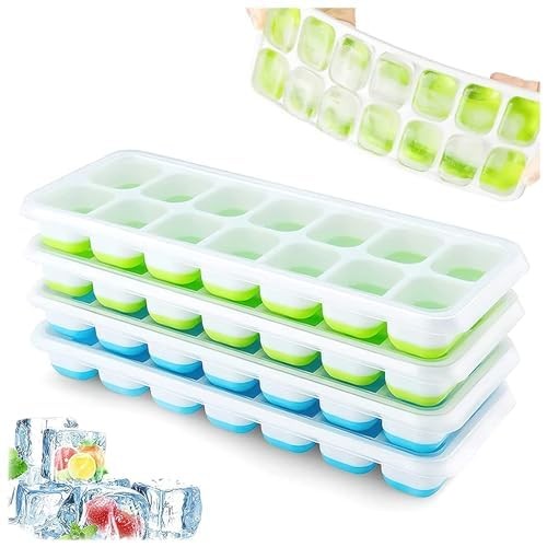 Silicone Ice Tray Easy-Release & Flexible Removable Lid for Freezer, Cocktail