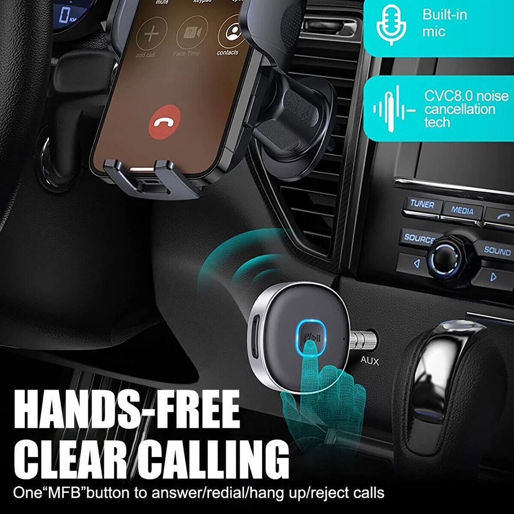 Wireless Bluetooth Receiver 3.5mm Aux Car Adapter Audio Receiver for Home Stereo