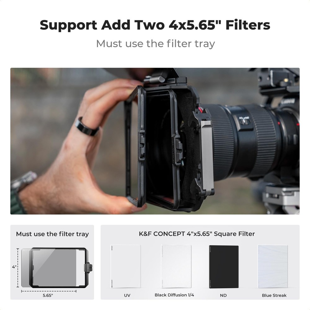 Professional DSLR Matte Box Featuring Expandable Design and Protective Pouch