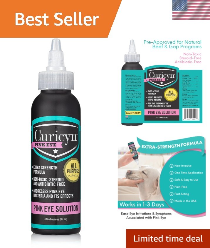 3oz Conjunctivitis Eye Drops - Extra Strength Solution for Pets & Livestock
