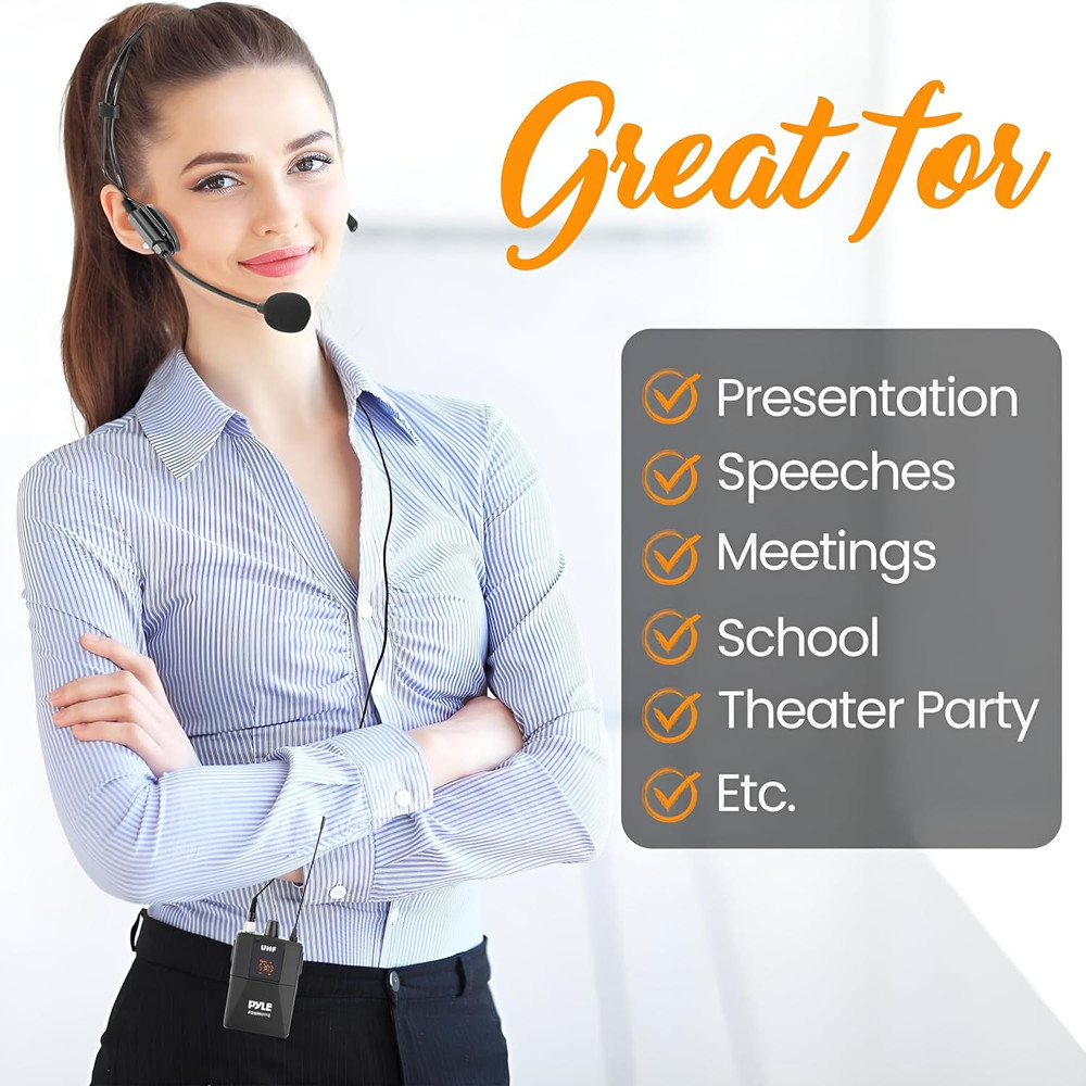 UHF Wireless Microphone System Kit - Portable Professional Cordless Microphone S