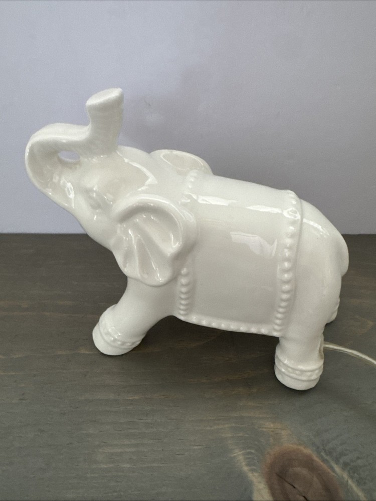 White Ceramic Elephant Night Light Tested Works