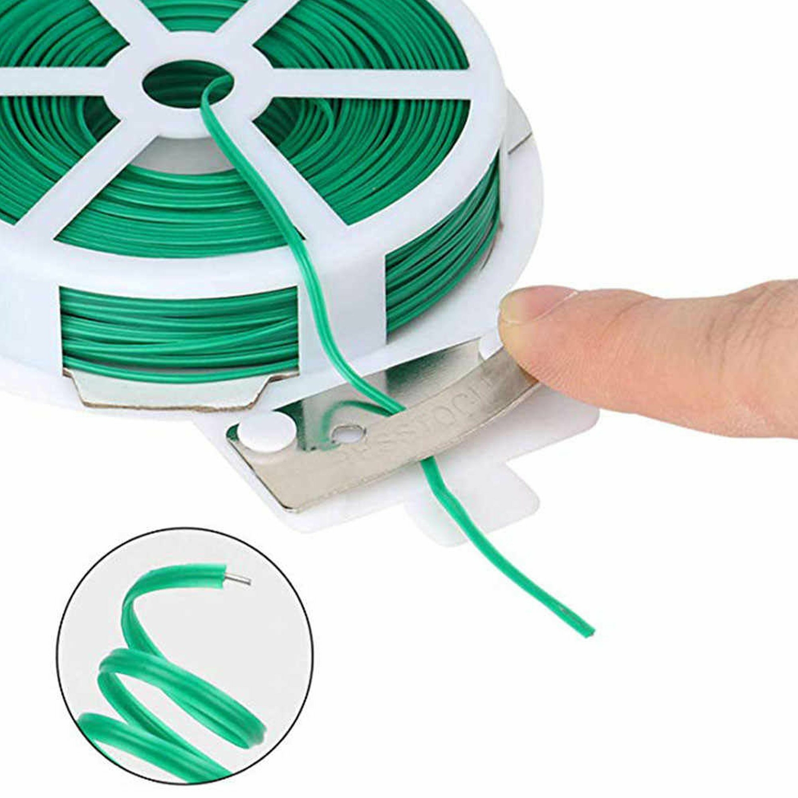 100 FT Green Garden Twist Tie Roll with Cutter for Gardening Kitchen String Ties