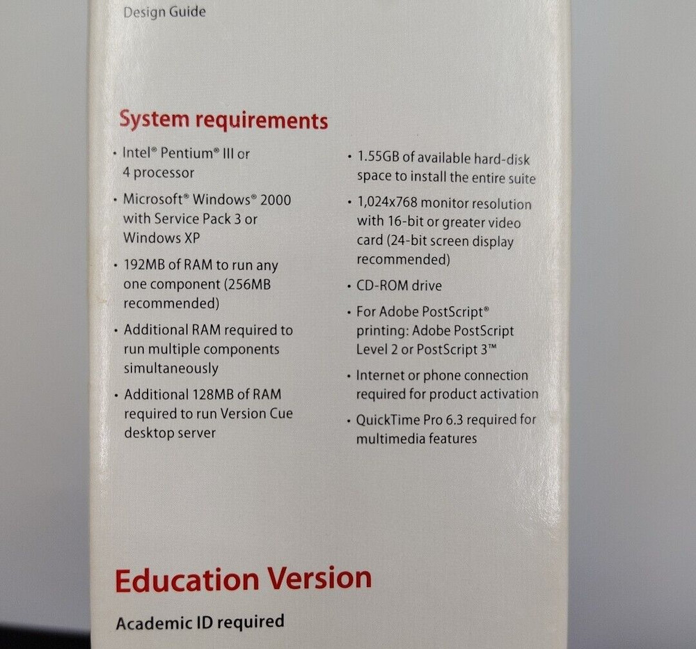 Adobe Creative Suite Premium 2004 w/Discs and Serials