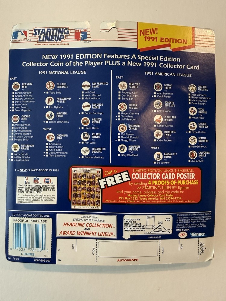 💥⚾️ 1991 TIM RAINES Chicago White Sox Starting Lineup ⚾️💥