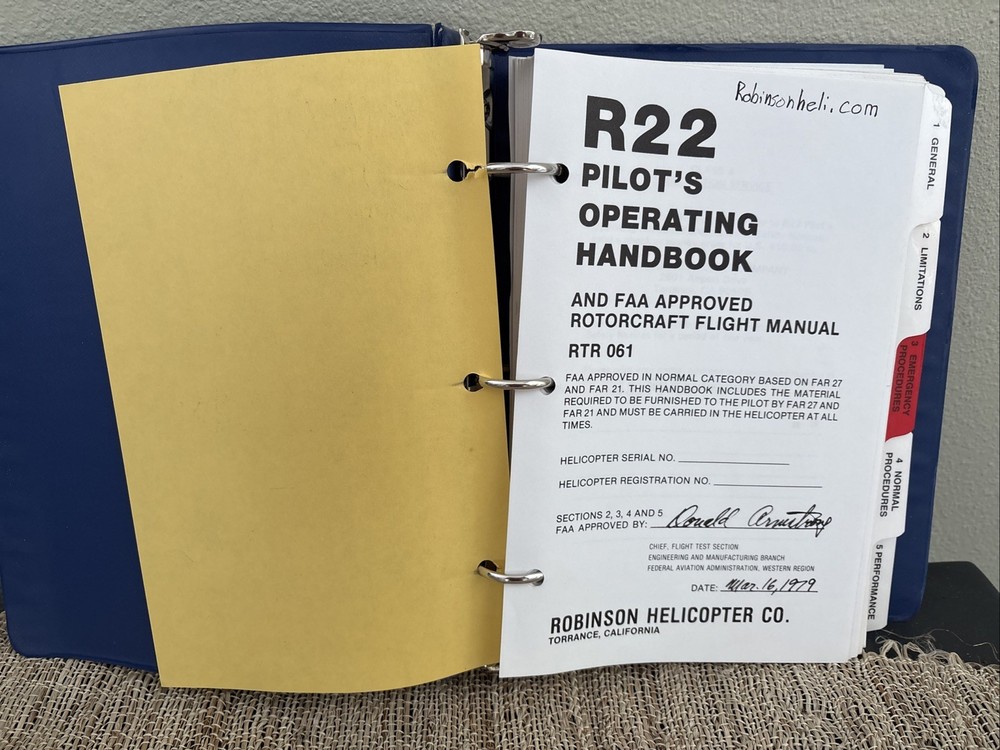 Robinson R22 Pilot's Helicopter Operating Handbook