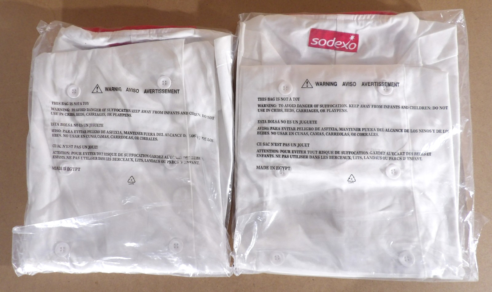 2 Sodexo Men's Chef Coat White Red Long Sleeve Double Breasted Size Large New