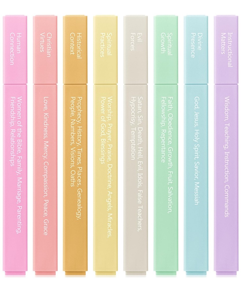 Mr. Pen- Bible Highlighters with Color-Coding System, 8 8 Pack, Soft Pastel