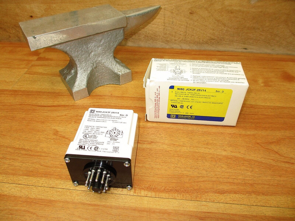 Square D 9050JCK2F.25V14 *NEW* Timing Relay .25 sec fixed Time Delay Ser. D 24V