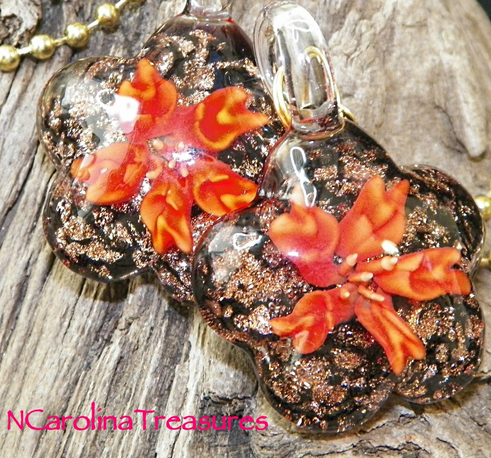 RED FLORAL STAR BLACK GLITTER GLASS CEILING FAN LIGHT SWITCH PULL PULLS LG PAIR